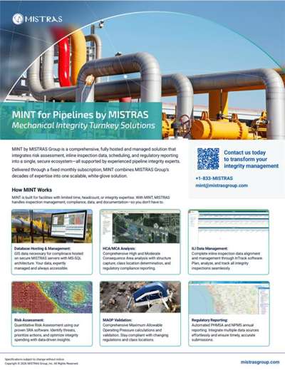 MINT for Pipelines by MISTRAS: Mechanical Integrity Turnkey Solutions